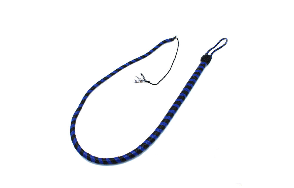 Leren Zweep Zwart & Blauw 140 cm | Duurzaam & Stijlvol