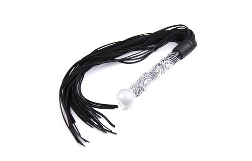 Chic black whip with glass handle – luxurious & versatile