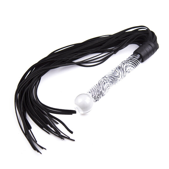 Chic black whip with glass handle – luxurious & versatile