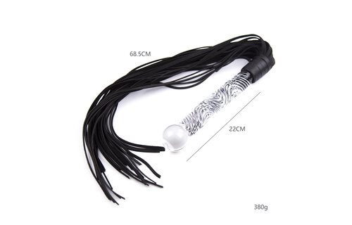 Chic black whip with glass handle – luxurious & versatile