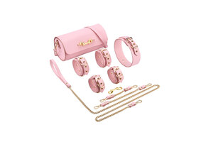 BDSM Deluxe 5-Piece Set Pink – Vegan PU Leather Luxury Kit