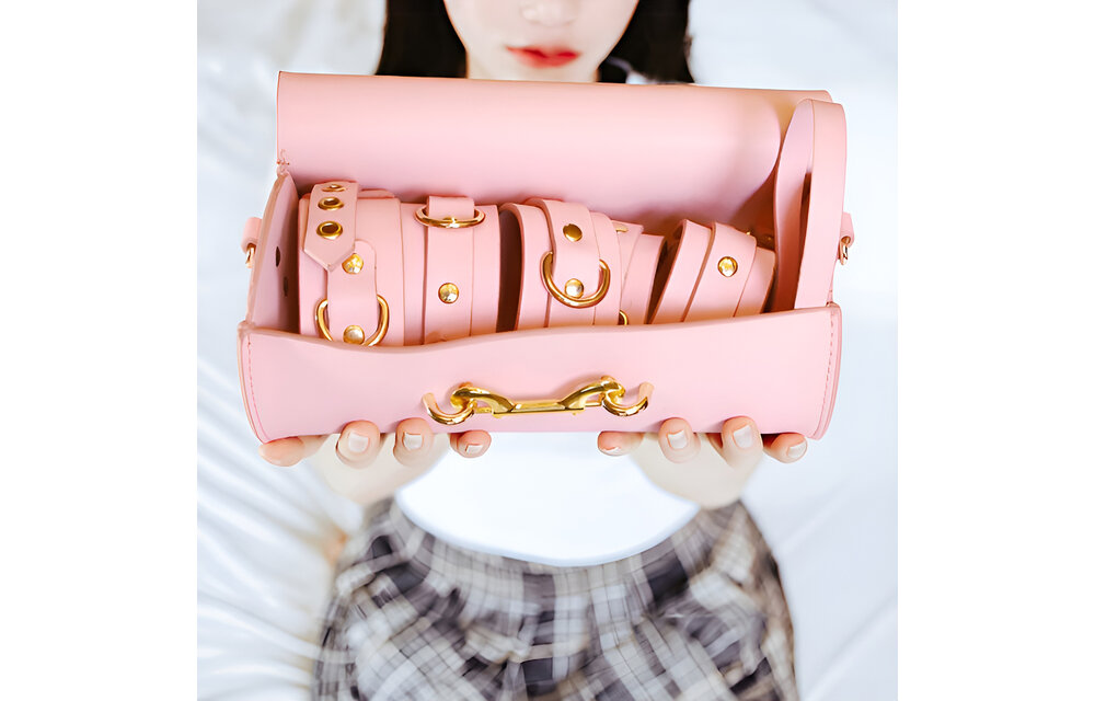 BDSM Deluxe 5-Piece Set Pink – Vegan PU Leather Luxury Kit