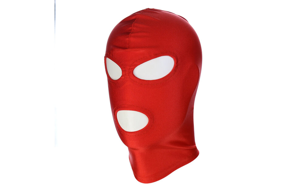 Red 3-Hole BDSM Mask | Comfortable Spandex Accessory