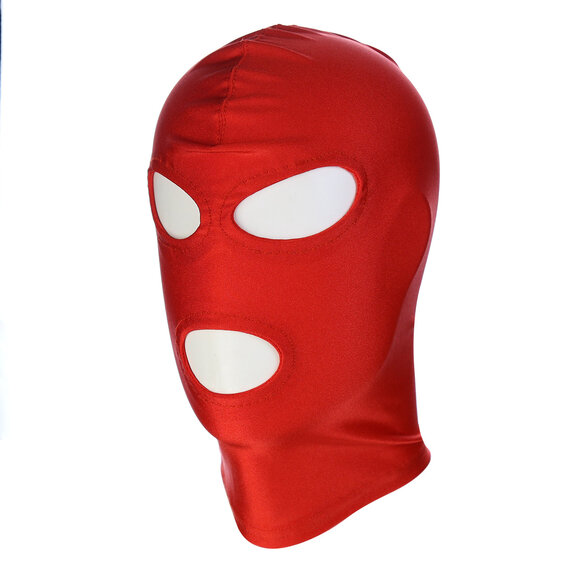 Rote 3-Loch-BDSM-Maske | Bequemes Spandex-Accessoire