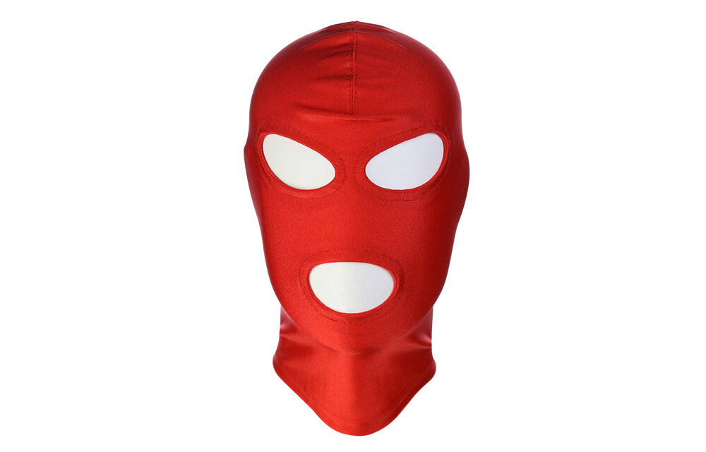 Red 3-Hole BDSM Mask | Comfortable Spandex Accessory