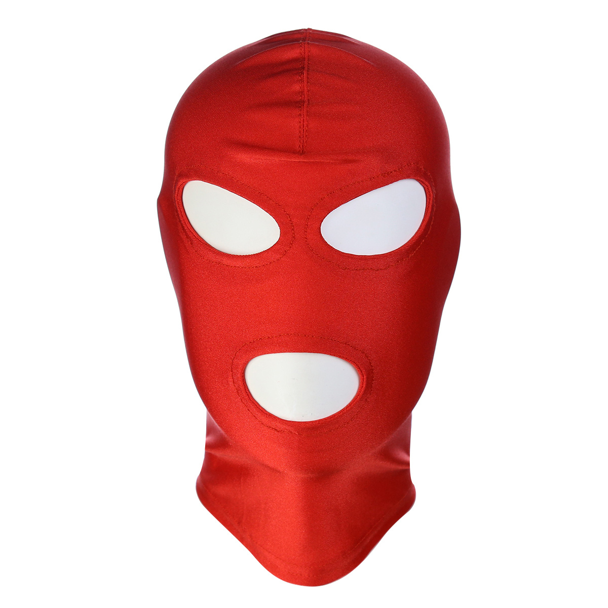 Rote 3-Loch-BDSM-Maske | Bequemes Spandex-Accessoire