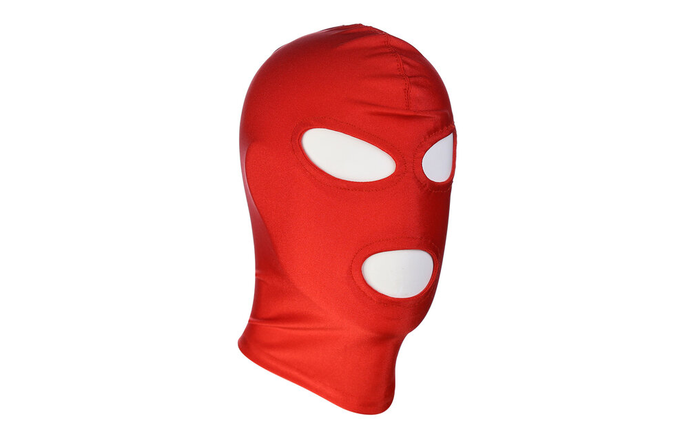 Red 3-Hole BDSM Mask | Comfortable Spandex Accessory
