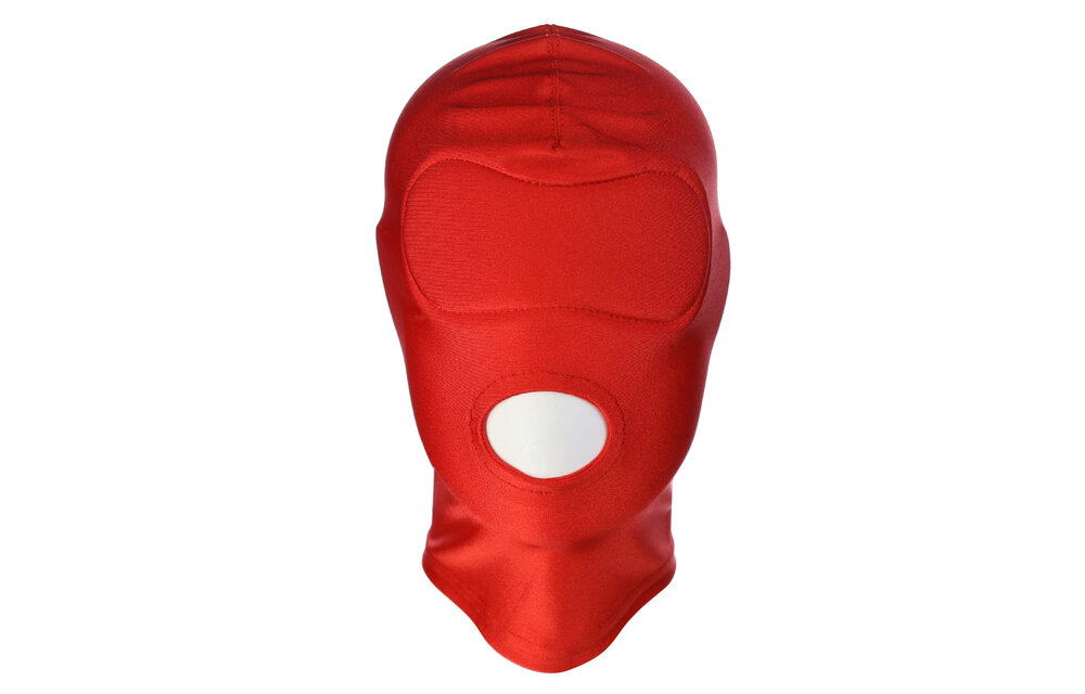 Rote BDSM-Maske mit offenem Mund | Bequem & dehnbar