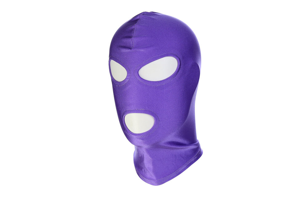 Paars Bdsm-Masker Met 3 Gaten | Comfortabel Spandex Masker