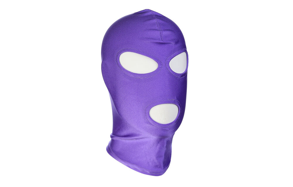 Paars Bdsm-Masker Met 3 Gaten | Comfortabel Spandex Masker