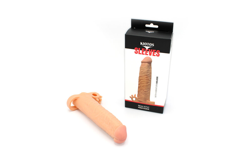 Kiotos Realistische Sleeve 19 cm met Vibrator & Kogelhouder