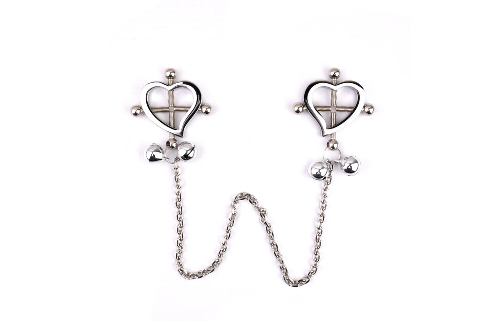 Heart-shaped Nipple Clamps Stainless Steel with Bells