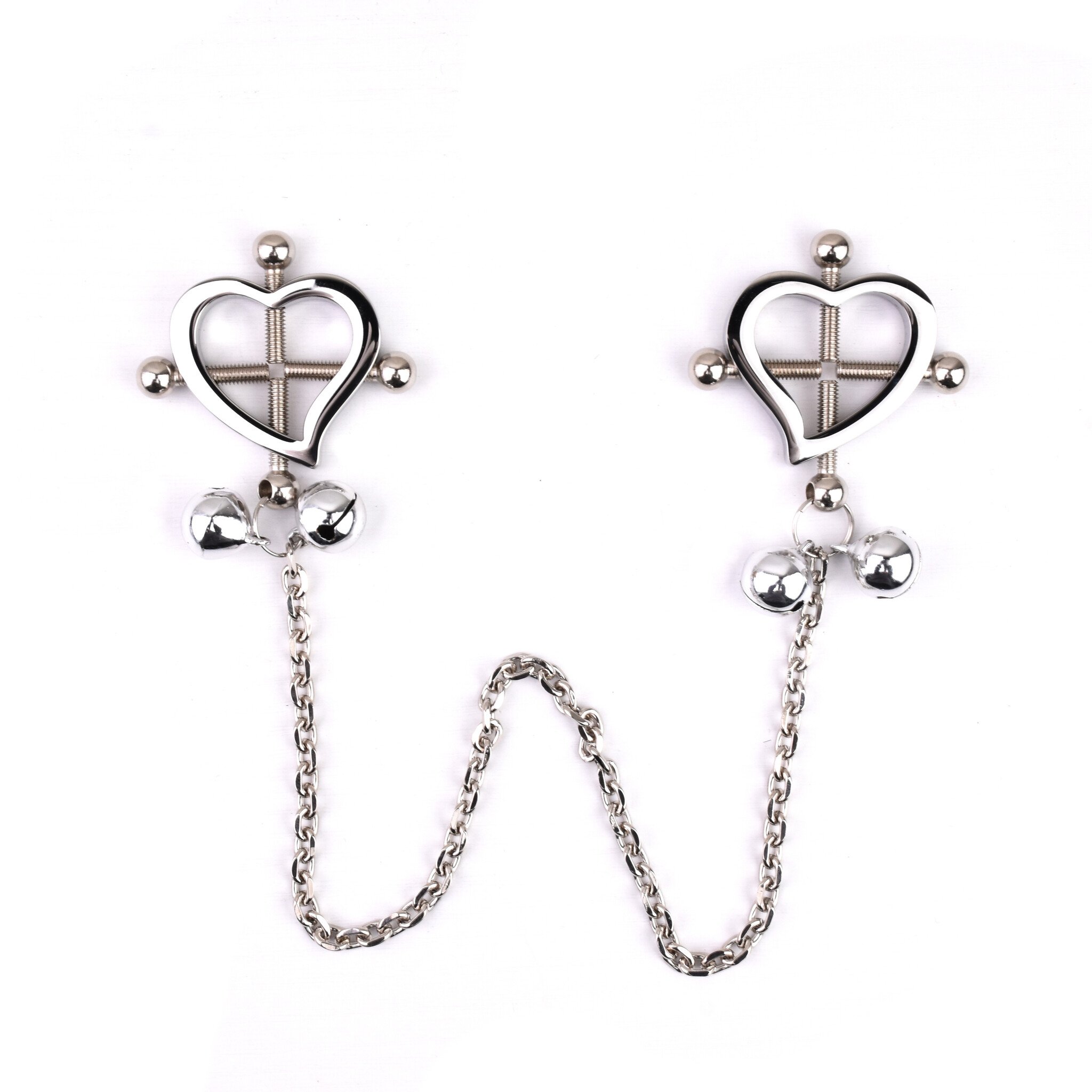 Heart-shaped Nipple Clamps Stainless Steel with Bells