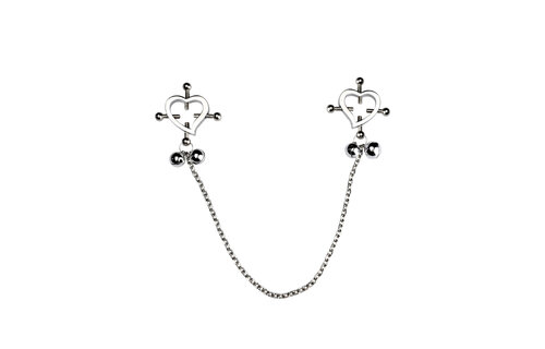 Heart-shaped Nipple Clamps Stainless Steel with Bells