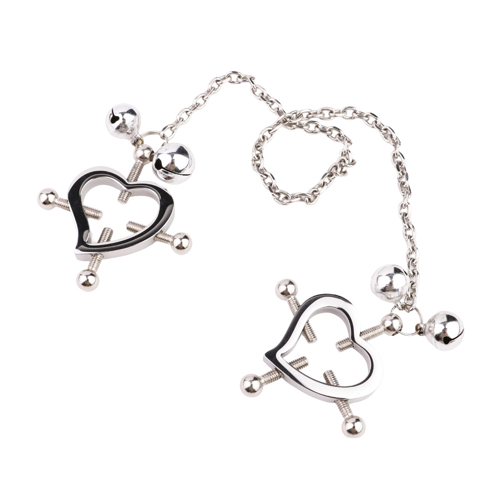 Heart-shaped Nipple Clamps Stainless Steel with Bells