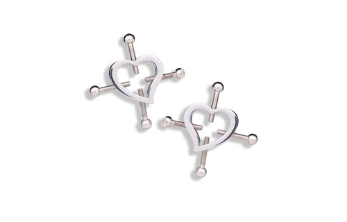 Herzförmige Nippelklemmen & PU-Ledergeschirr mit Glöckchen