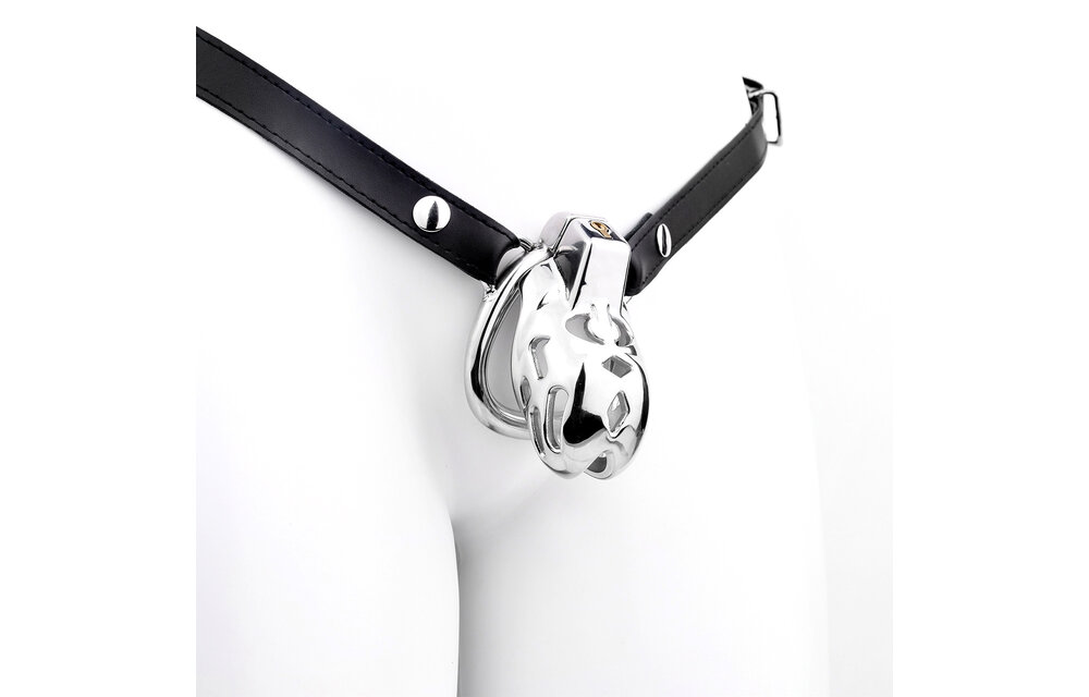 Modern Chastity Device Stainless Steel & PU Strap