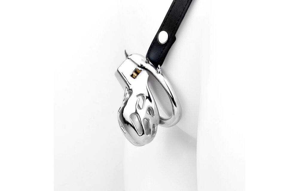 Modern Chastity Device Stainless Steel & PU Strap