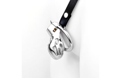 Modern Chastity Device Stainless Steel & PU Strap