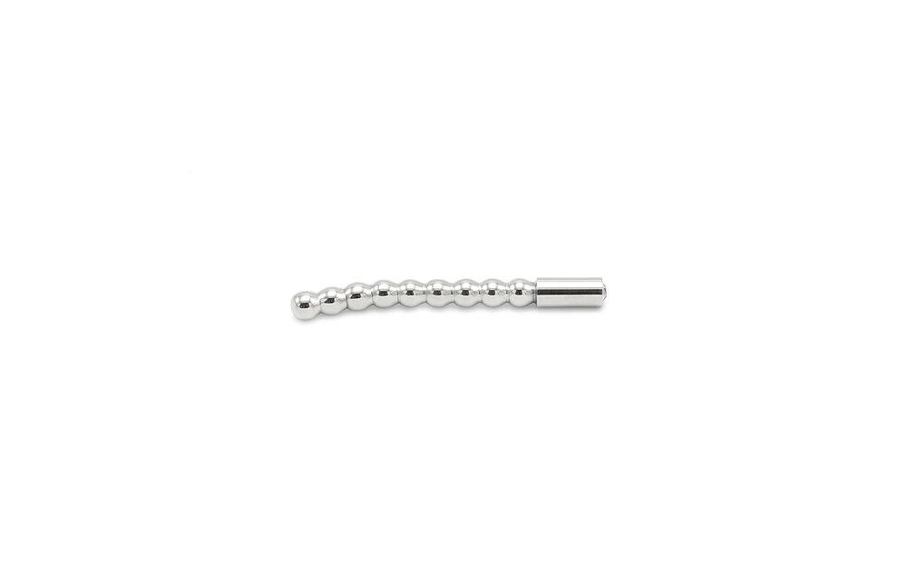 Solid 8 mm Stainless Steel Penis Plug with Bead Pattern