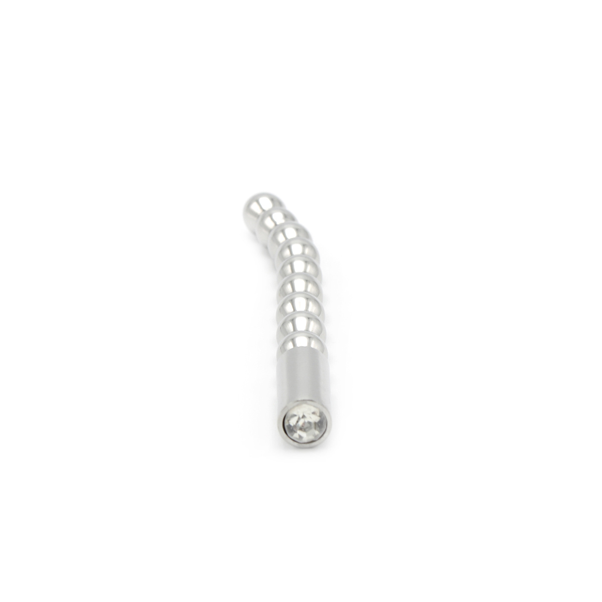 Solid 8 mm Stainless Steel Penis Plug with Bead Pattern
