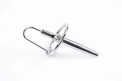 Hollow Stainless Steel Penis Plug 25 mm with Glans Ring - Kiotos Steel