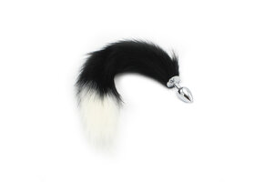 Steel Butt Plug 46 cm Black and White Fox Tail | Beginners