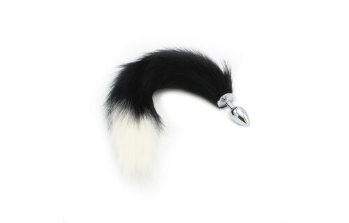 Steel Butt Plug 46 cm Black and White Fox Tail | Beginners