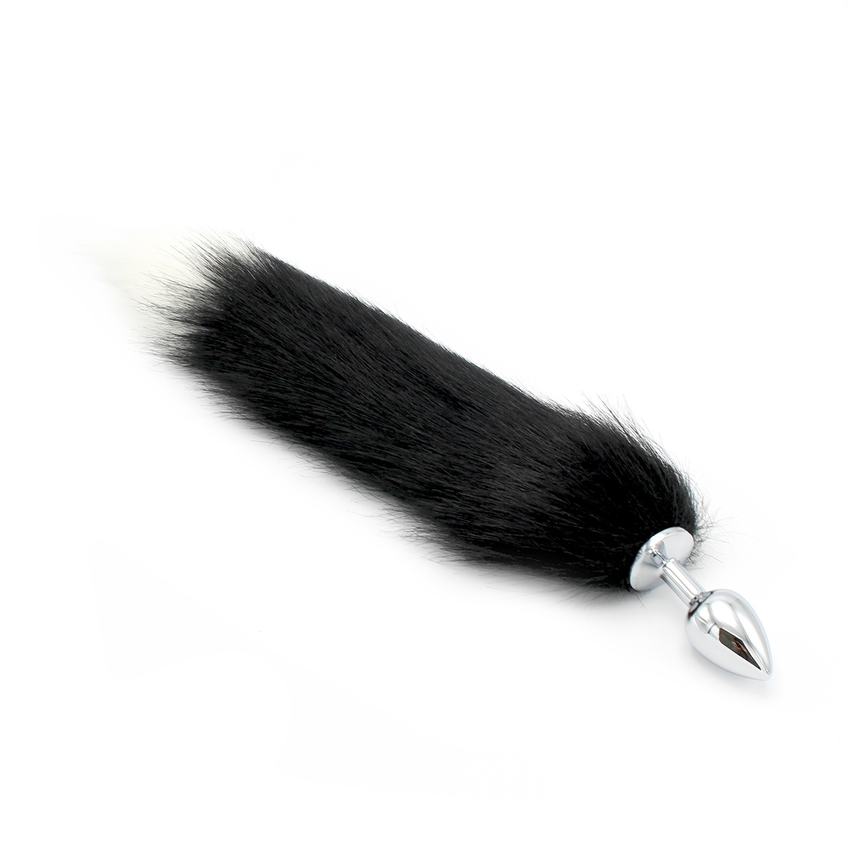 Steel Butt Plug 46 cm Black and White Fox Tail | Beginners