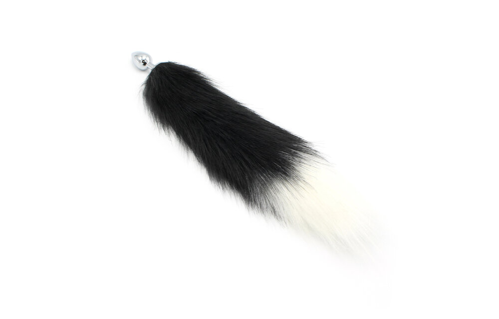 Steel Butt Plug 46 cm Black and White Fox Tail | Beginners