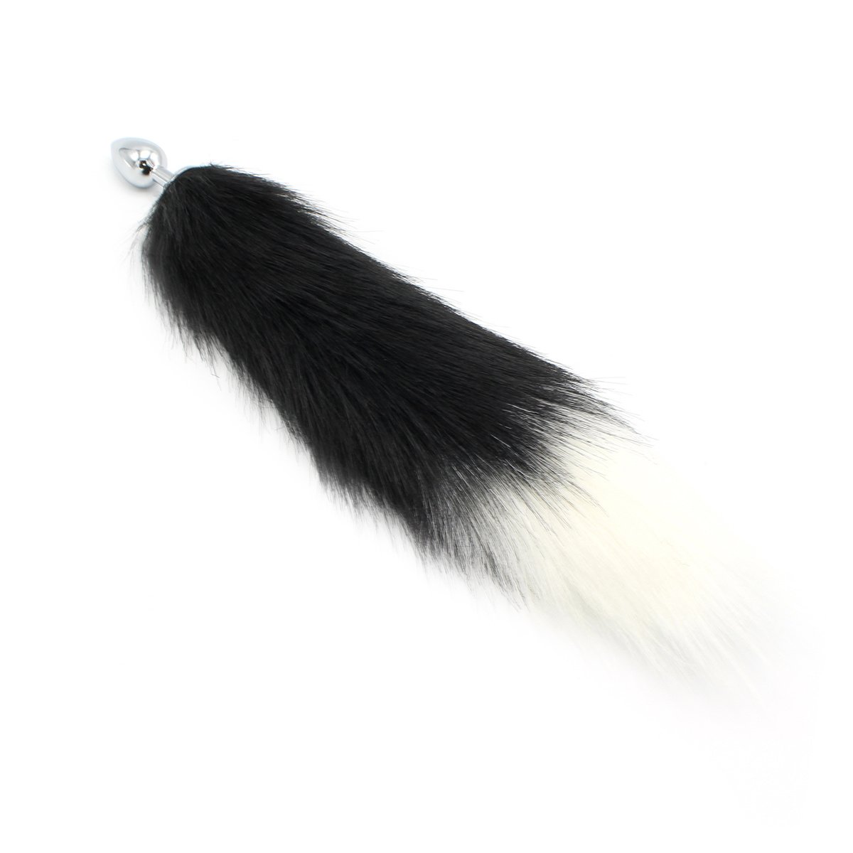 Steel Butt Plug 46 cm Black and White Fox Tail | Beginners