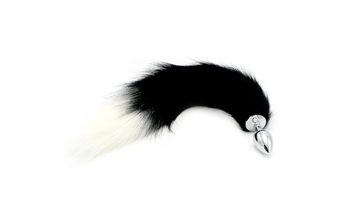 Steel Butt Plug 46 cm Black and White Fox Tail | Beginners