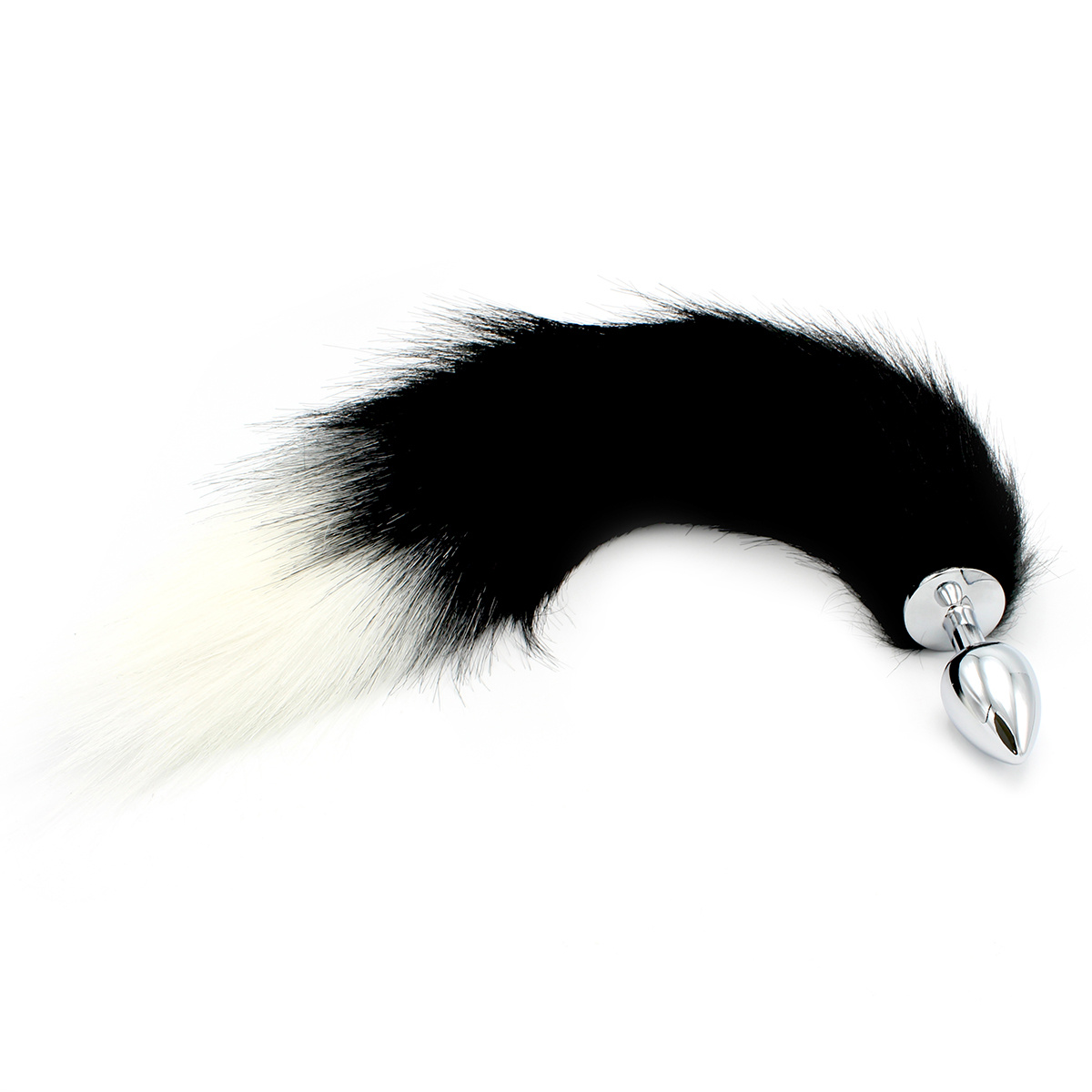 Steel Butt Plug 46 cm Black and White Fox Tail | Beginners
