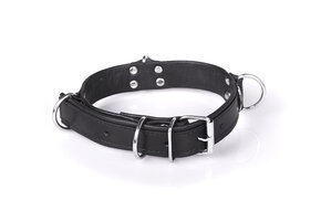 Deluxe schwarzes Bondage-Halsband mit 4 D-Ringen – bequem