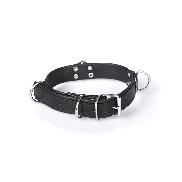 Deluxe Black Bondage Collar With 4 D-Rings – Comfortable