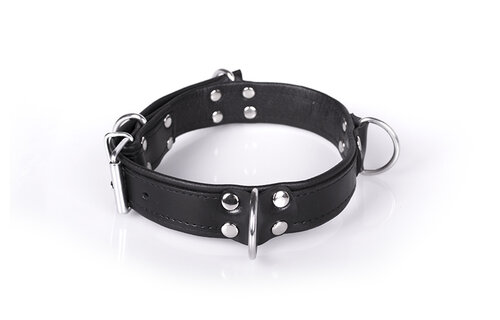 Deluxe Zwarte Bondage Halsband Met 4 D-Ringen – Comfortabel