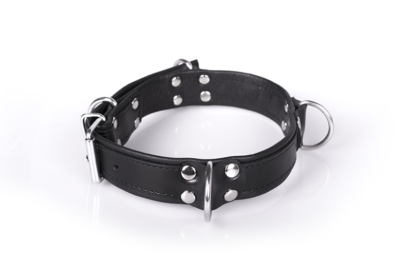 Deluxe Black Bondage Collar With 4 D-Rings – Comfortable