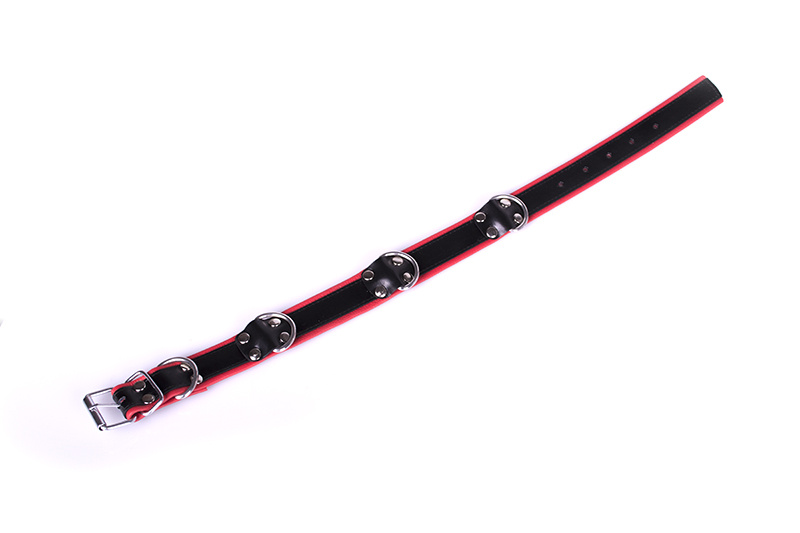 Deluxe-Bondage-Halsband schwarz/rot | PU-Leder & 4 D-Ringe