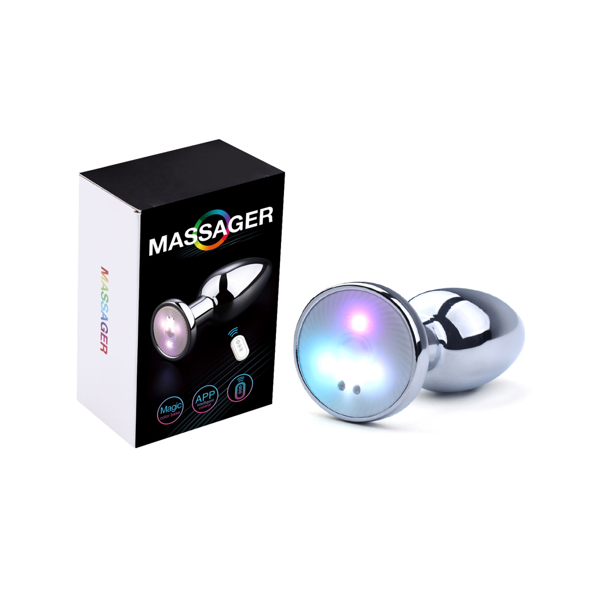 Vibrating Aluminium Butt Plug Medium 8 cm with LED - Kiotos Steel