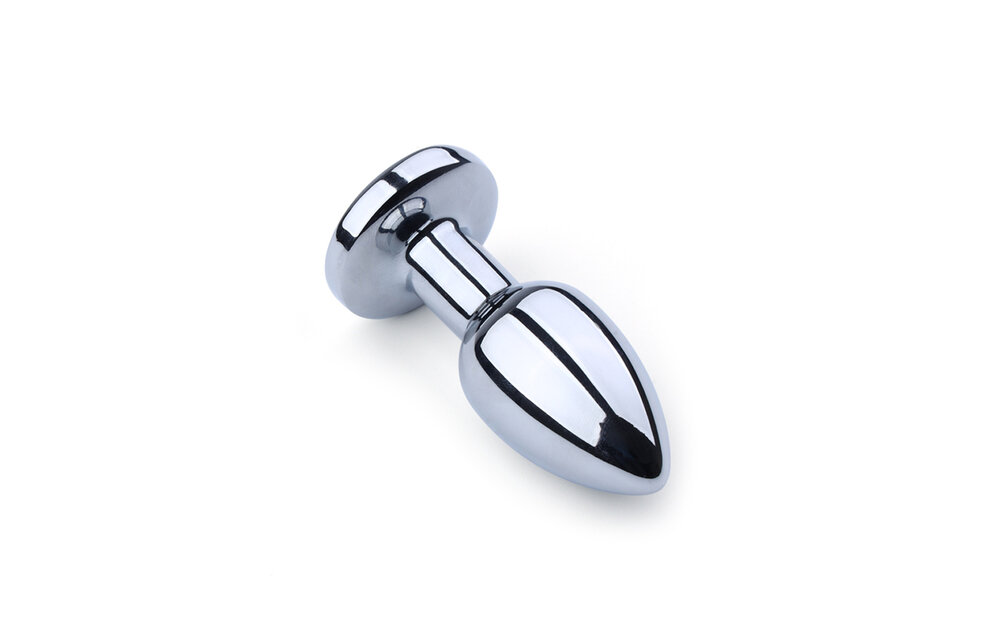 Vibrating Aluminium Butt Plug Medium 8 cm with LED - Kiotos Steel