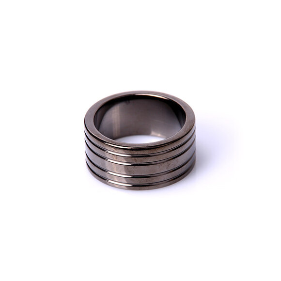 Black Ribbed Cock Ring 40mm | Kiotos Premium Stainless Steel