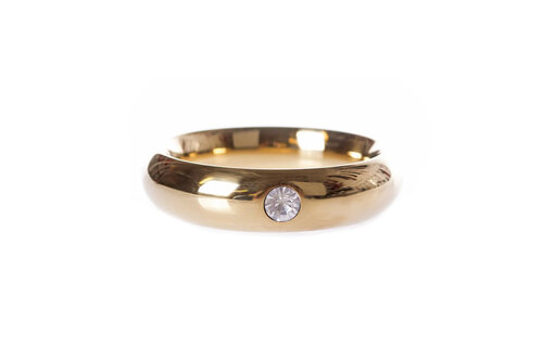 Gold Donut Cock Ring 55mm with Jewel | Kiotos Steel