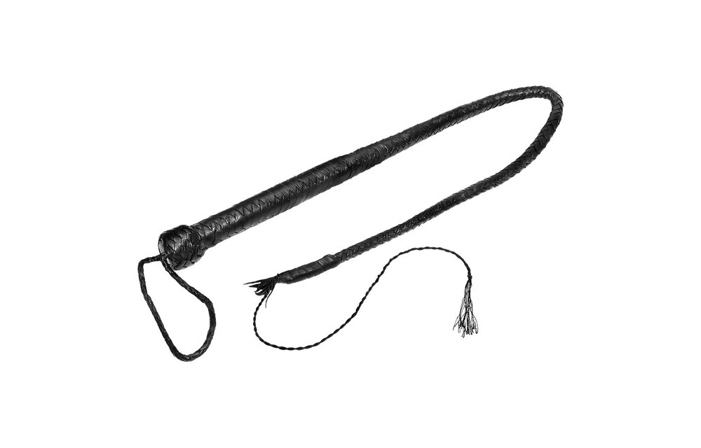 Luxe zwarte leren zweep 90 cm – Kracht & elegantie