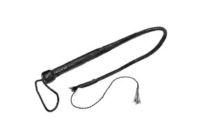 Luxuriöse schwarze Lederpeitsche 90 cm – Kraft & Eleganz