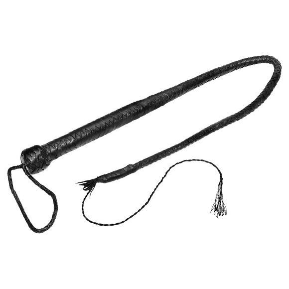Luxury black leather whip 90 cm – Power & elegance