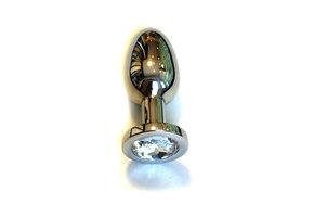 Edelstahl-Buttplug 10 & 7,1 cm mit transparentem Edelstein
