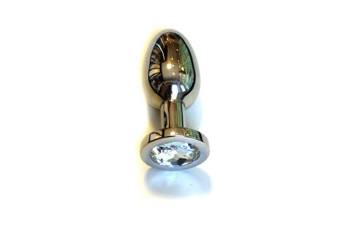 Edelstahl-Buttplug 10 & 7,1 cm mit transparentem Edelstein