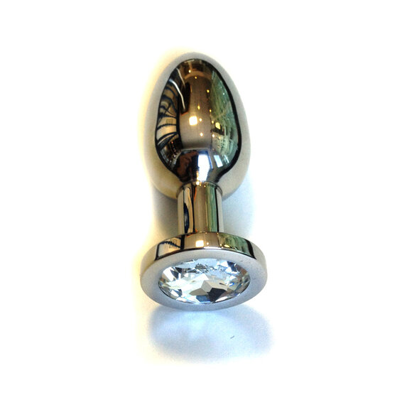 Edelstahl-Buttplug 10 & 7,1 cm mit transparentem Edelstein