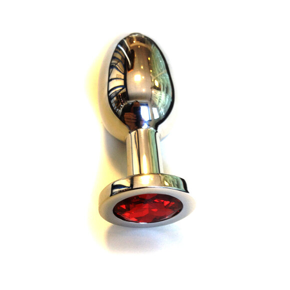 Stainless Steel Butt Plug 10 & 7.1 cm with Red Gemstone