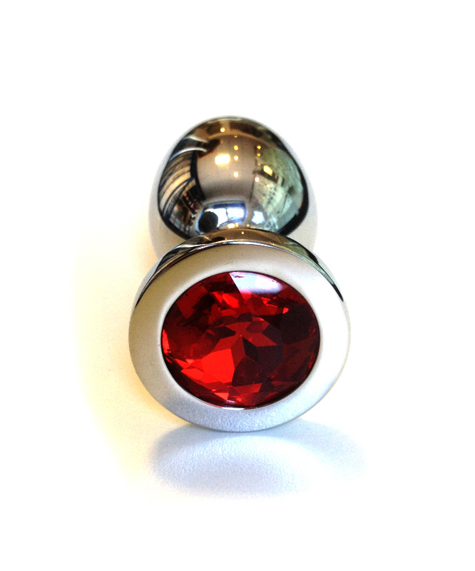 Stainless Steel Butt Plug 10 & 7.1 cm with Red Gemstone